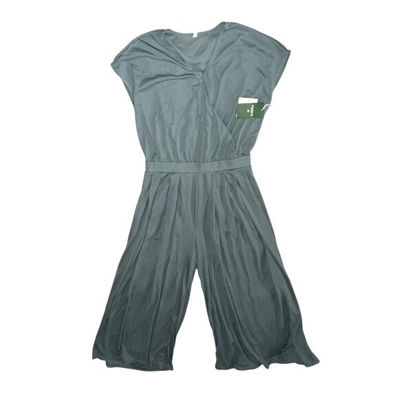 Halara V Neck Short Sleeve Side Pocket Wide Leg Waffle Casual Jumpsuit Sz Large - Picture 3 of 13